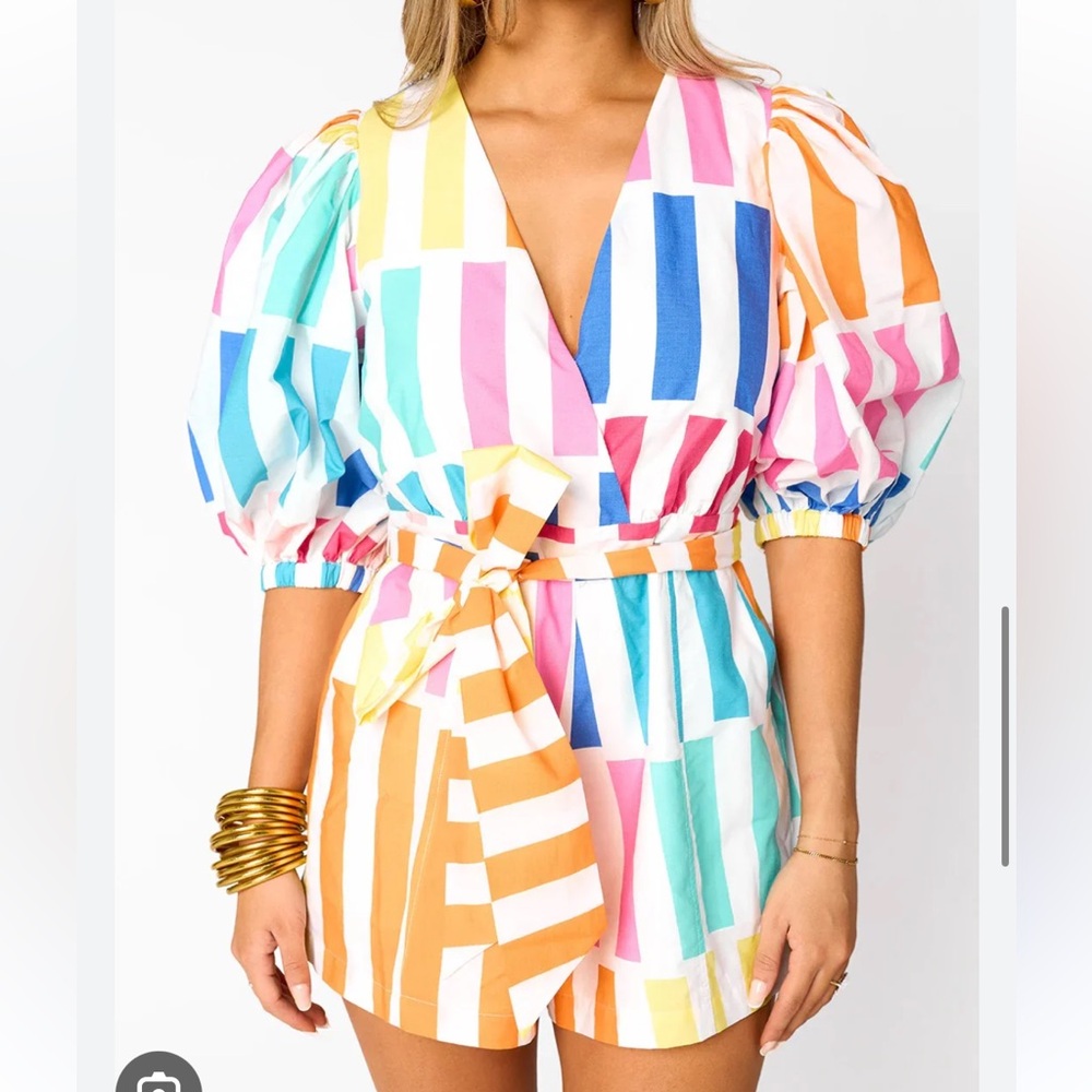 Buddy Love Multicolor Striped Romper